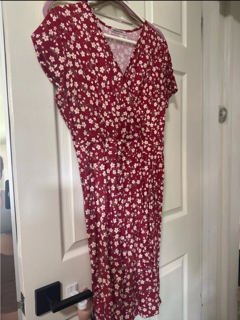 Red Floral Wrap-Style Women’s Dress